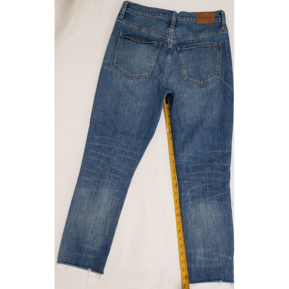 Madewell Women's Size 25 The High-Rise Slim Boy Jean Distressed Raw Hem Boho‎ - Picture 7 of 8